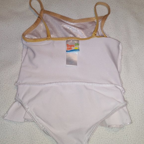Tropic Sun Girls Swimsuit 2T Silver Gold - Picture 6 of 7